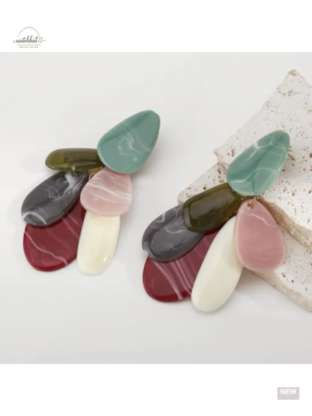 Acrylic Teardrop Dangle Earrings Geometric Charms Lightweight Resin Bohemian